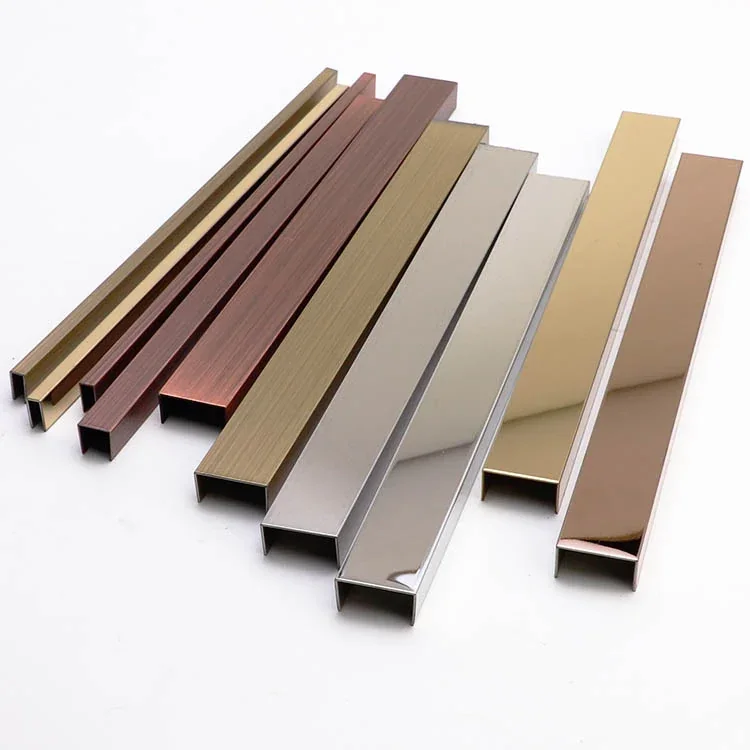 U-shaped backsplash tile trim for exposed tile edges